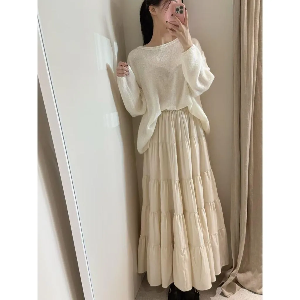 🇰🇷Chloe C. 韓國東大門服飾🇰🇷  bound 正韓天絲鬆緊腰皺摺蛋糕長裙
