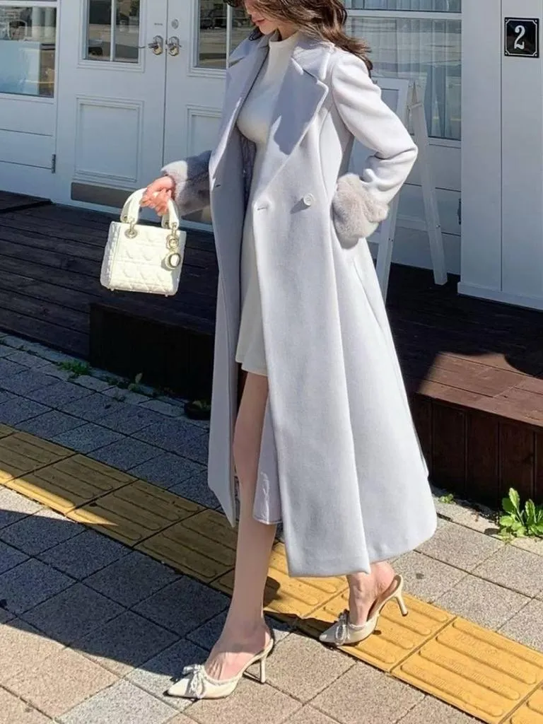 🇰🇷Chloe C. 韓國東大門服飾🇰🇷  ［🏆熱銷款］ 正韓立領毛呢袖口長版大衣外套