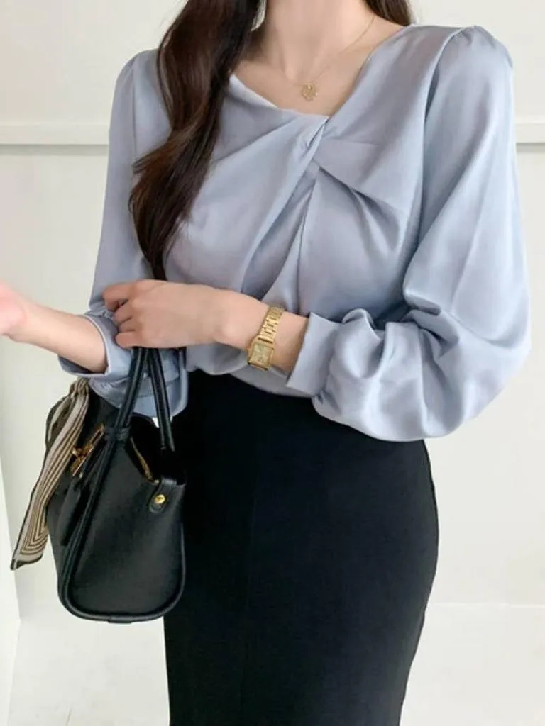 🇰🇷Chloe C. 韓國東大門服飾🇰🇷 正韓抓皺蝴蝶領長袖上衣