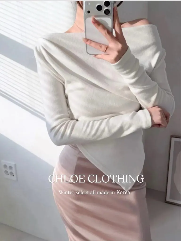 🇰🇷Chloe C. 韓國東大門服飾🇰🇷 正韓一字領皺摺長袖上衣