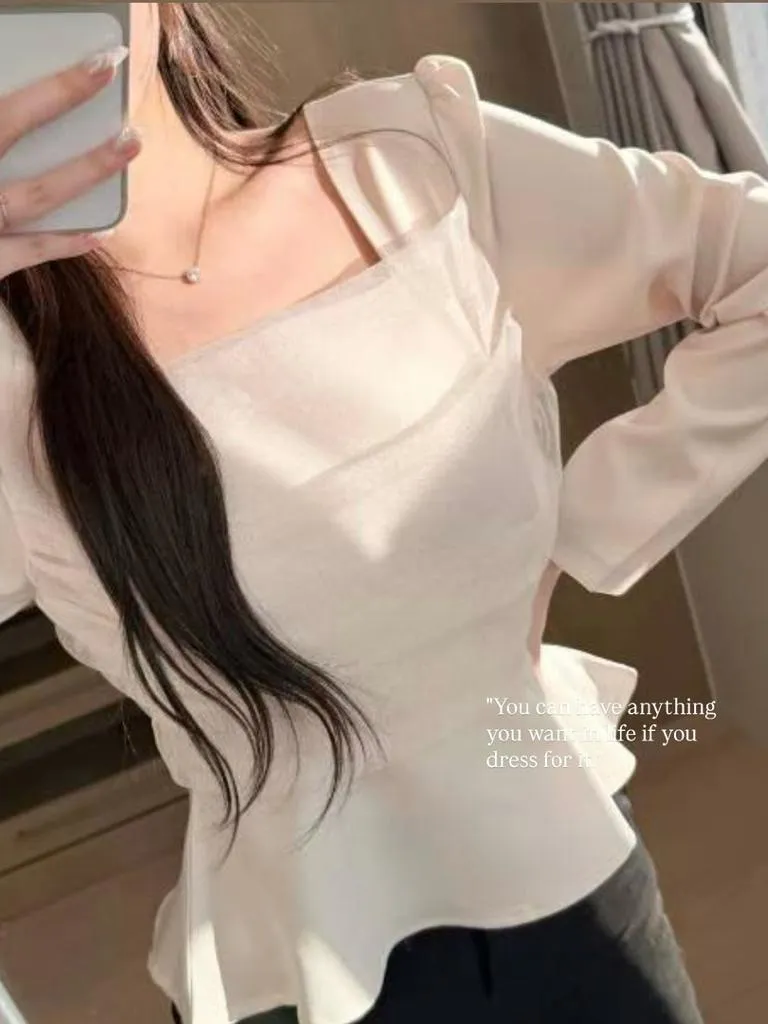 🇰🇷Chloe C. 韓國東大門服飾🇰🇷  正韓拼接薄紗魚尾長袖上衣