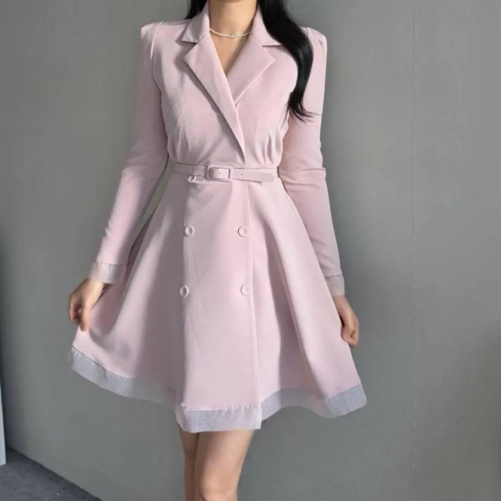 🇰🇷Chloe C. 韓國東大門服飾🇰🇷 正韓拼接薄紗西裝外套裙