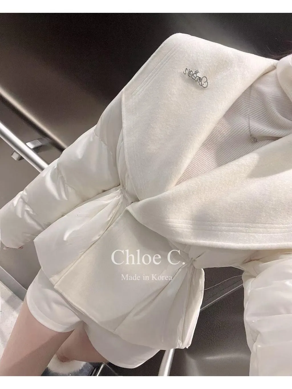 🇰🇷Chloe C. 韓國東大門服飾🇰🇷  ［韓國時尚榜排行🏆］正韓羊毛頂級鴨絨輕盈束腰羽絨外套.貴婦名媛款