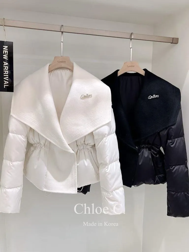 🇰🇷Chloe C. 韓國東大門服飾🇰🇷  ［韓國時尚榜排行🏆］正韓羊毛頂級鴨絨輕盈束腰羽絨外套.貴婦名媛款