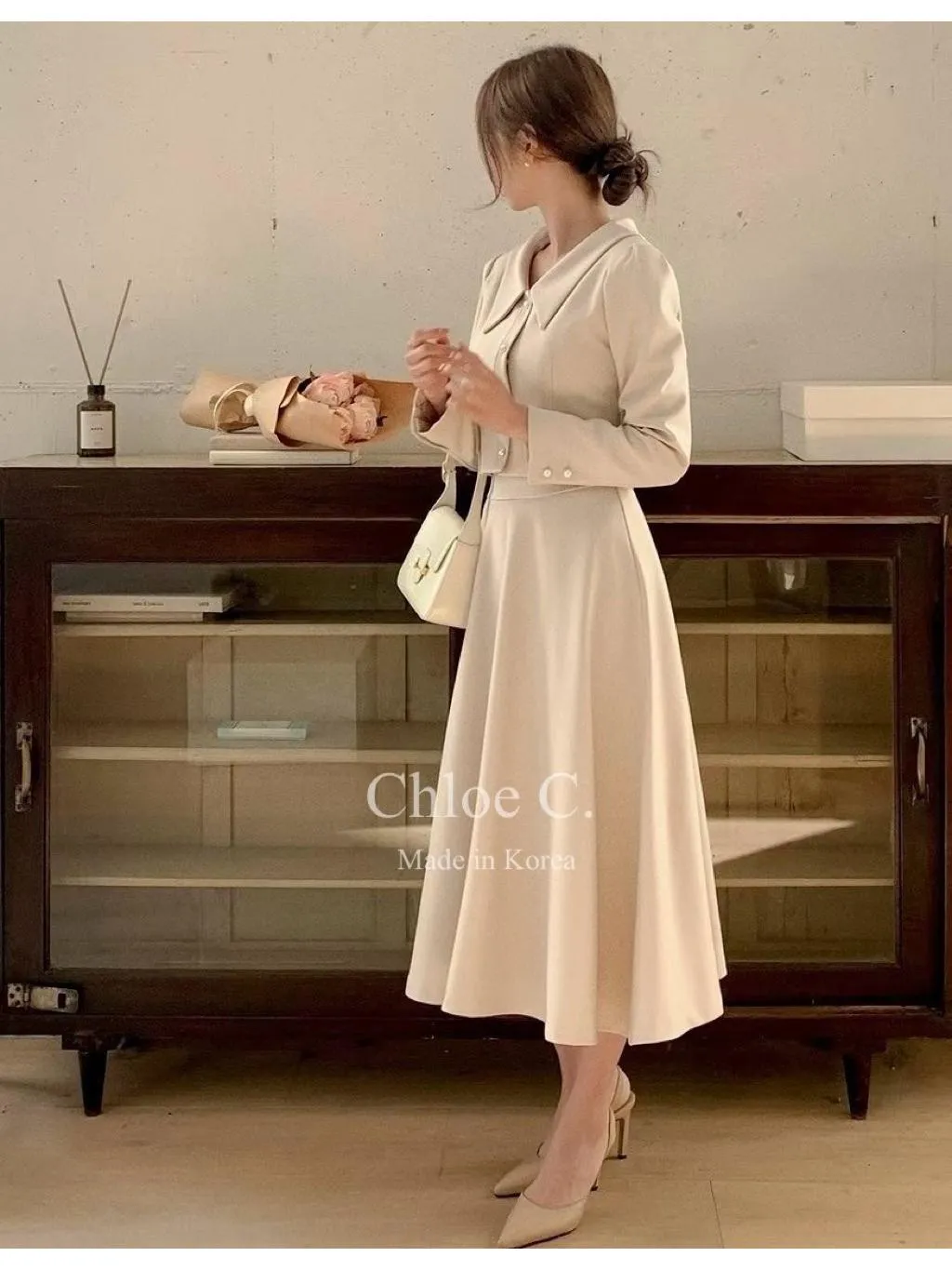 🇰🇷Chloe C. 韓國東大門服飾🇰🇷  正韓立領排扣外套長裙套裝