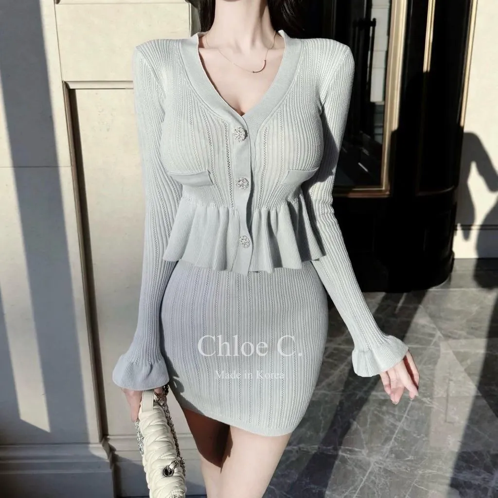 🇰🇷Chloe C. 韓國東大門服飾🇰🇷  ［韓國時尚榜排行🏆］ 正韓開襟魚尾連身針織洋裝