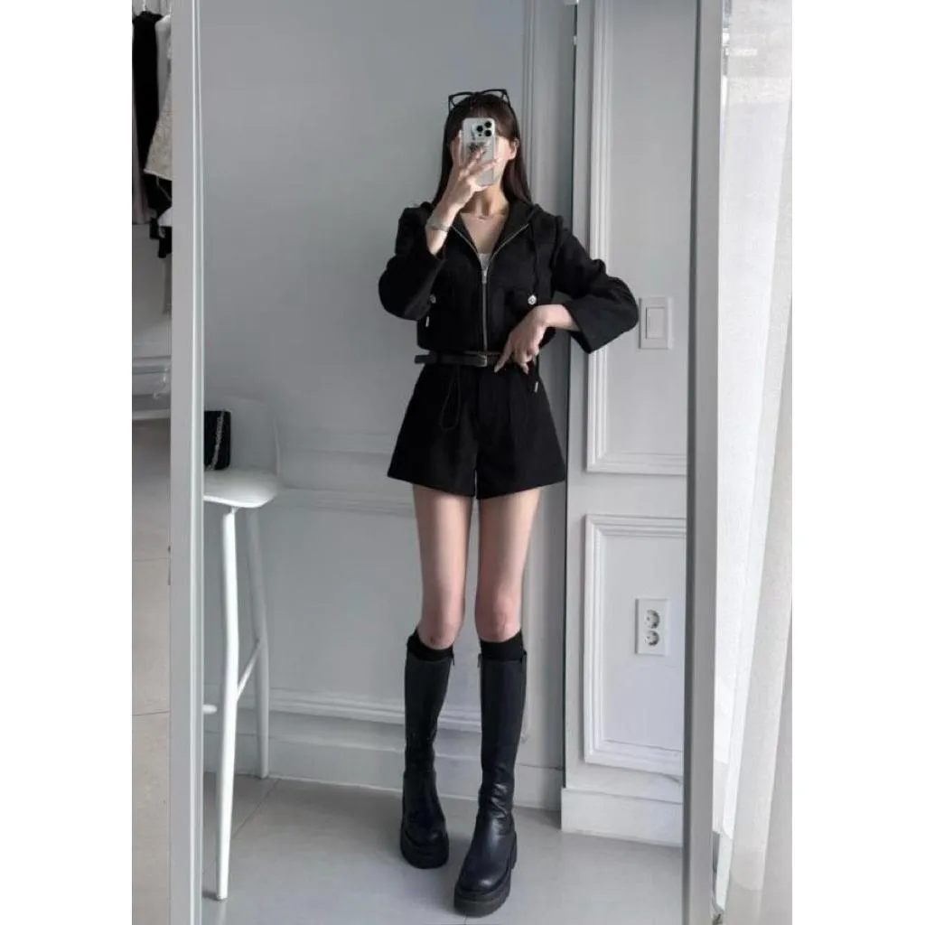 🇰🇷Chloe C. 韓國東大門服飾🇰🇷 正韓小香風束腰鬆緊綁帶休閒外套褲子套裝