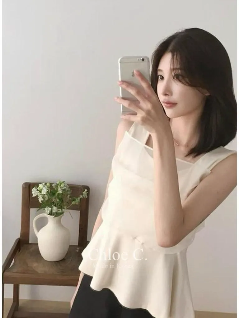 🇰🇷Chloe C. 韓國東大門服飾🇰🇷 正韓無袖拼接薄紗魚尾上衣
