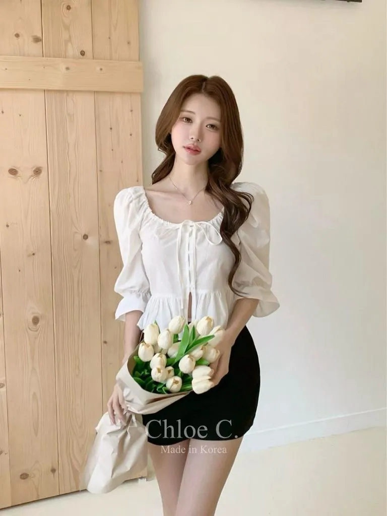 🇰🇷Chloe C. 韓國東大門服飾🇰🇷  正韓春季彈性領綁帶開衩魚尾衣