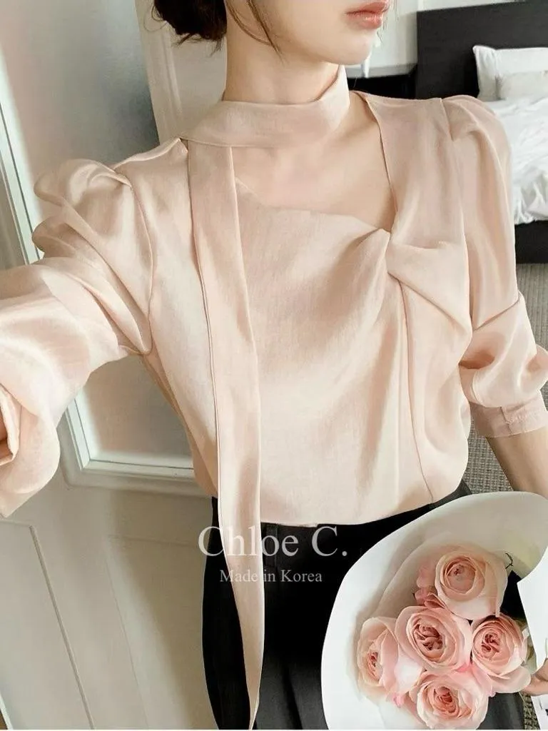 🇰🇷Chloe C. 韓國東大門服飾🇰🇷 正韓公主抓皺領領巾長袖上衣