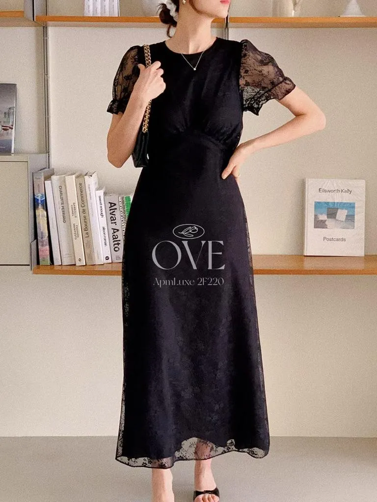 🇰🇷Chloe C. 韓國東大門服飾🇰🇷 正韓高腰薄紗蕾絲短袖輕婚紗