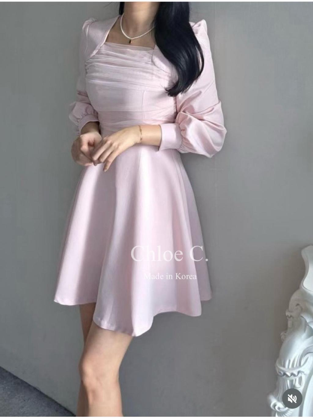 🇰🇷Chloe C. 韓國東大門服飾🇰🇷 正韓公主袖拼接紡紗收肩洋裝