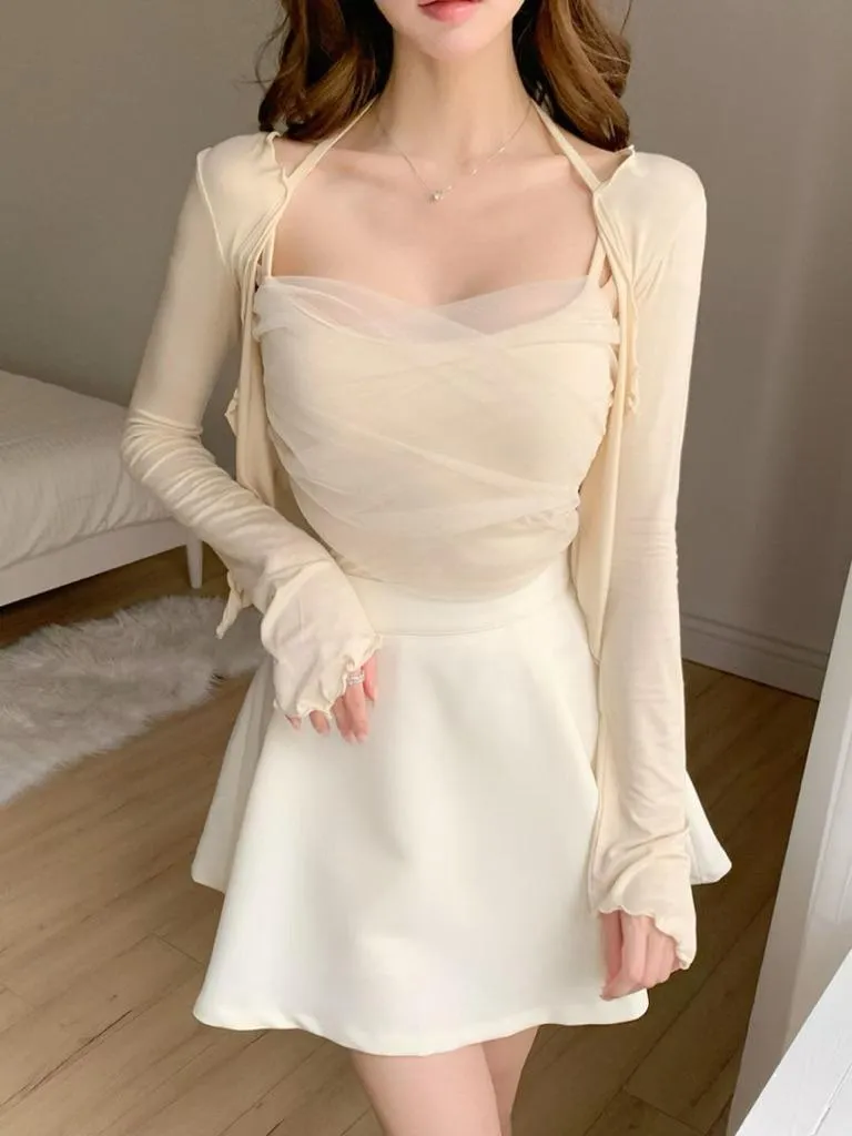 🇰🇷Chloe C. 韓國東大門服飾🇰🇷 正韓波浪兩層式紡紗背心外套套裝