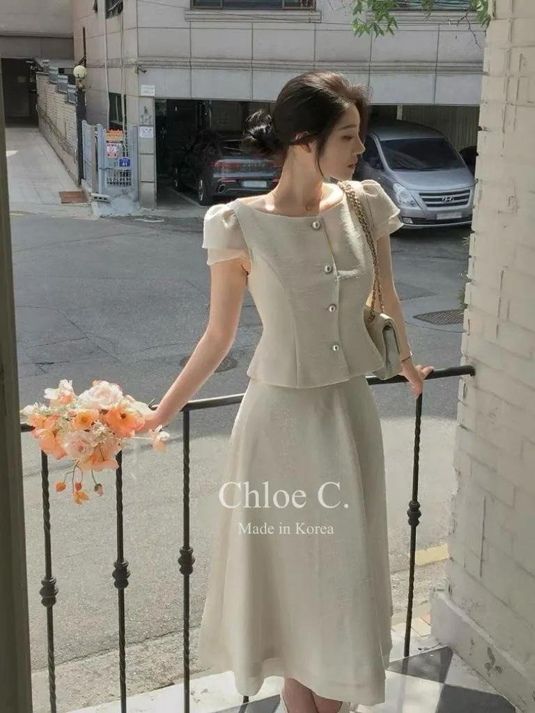 🇰🇷Chloe C. 韓國東大門服飾🇰🇷 正韓公主薄紗袖裙口外套長裙套裝