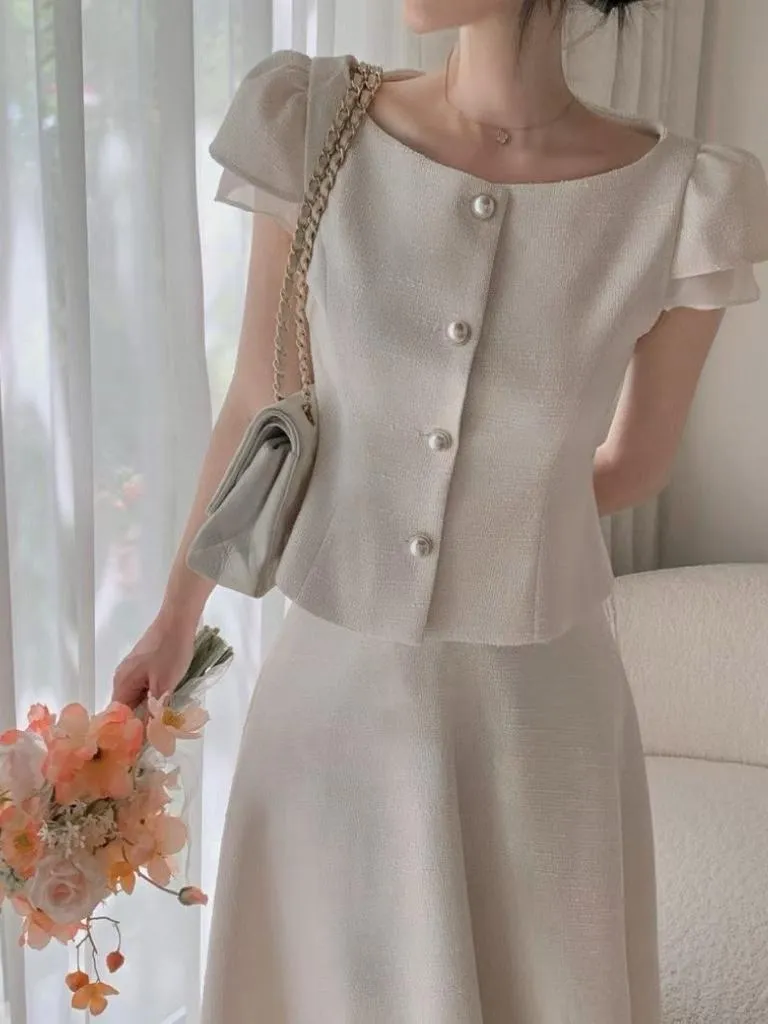 🇰🇷Chloe C. 韓國東大門服飾🇰🇷 正韓公主薄紗袖裙口外套長裙套裝