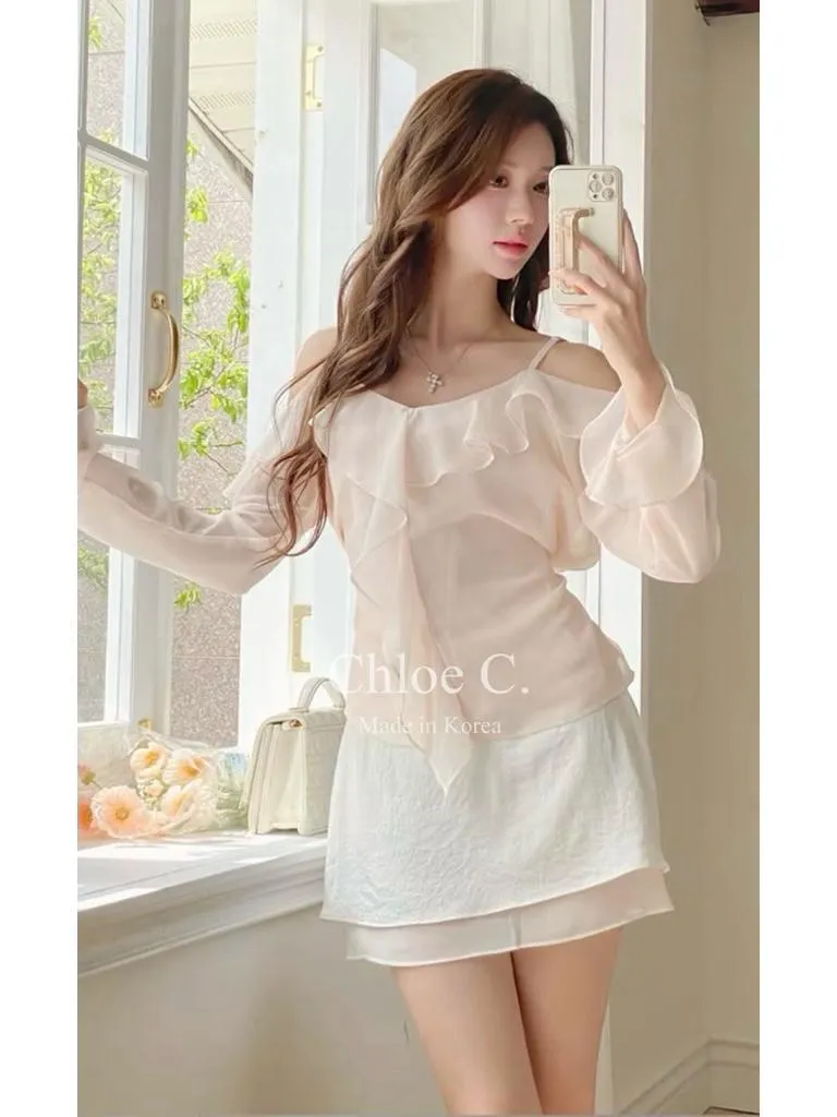 🇰🇷Chloe C. 韓國東大門服飾🇰🇷 正韓蝴蝶波浪層次細肩上衣