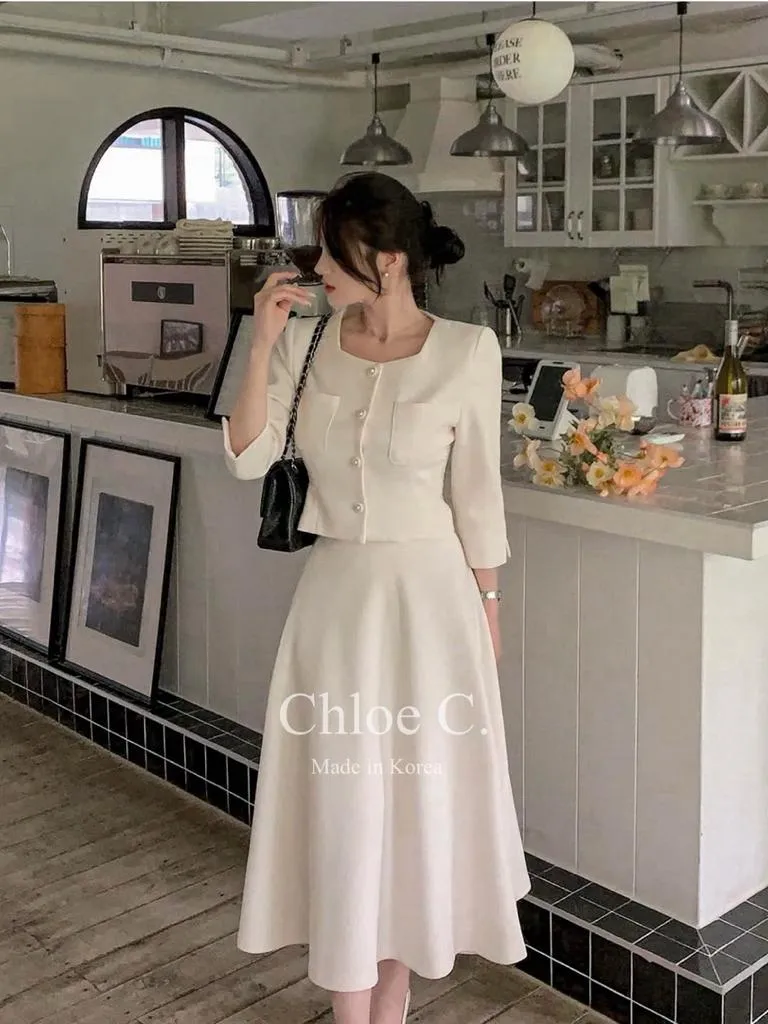 🇰🇷Chloe C. 韓國東大門服飾🇰🇷 正韓小香風挺版長袖外套散裙套裝
