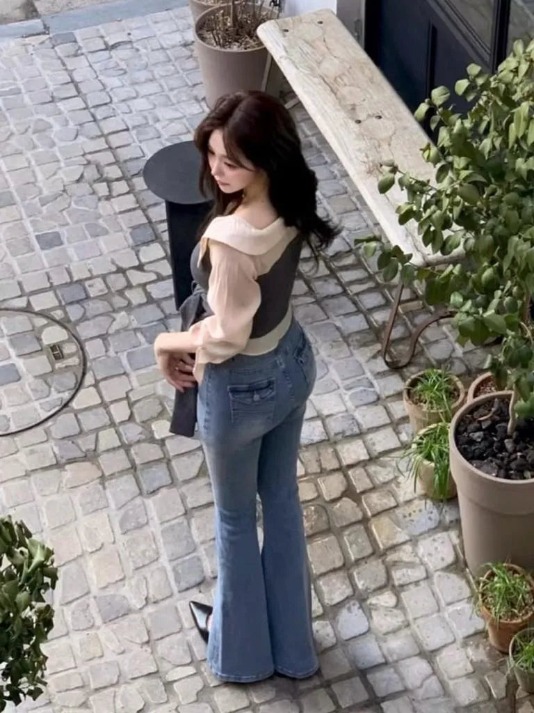 🇰🇷Chloe C. 韓國東大門服飾🇰🇷 正韓立領拼接抹胸腰綁帶長袖襯衣