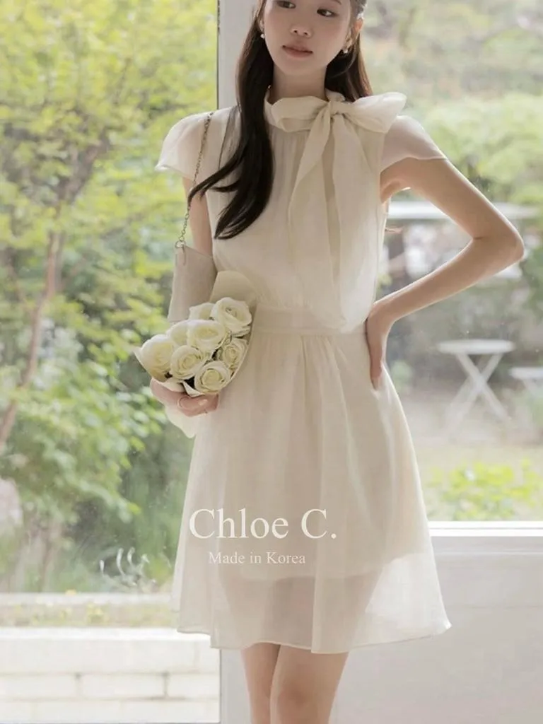 🇰🇷Chloe C. 韓國東大門服飾🇰🇷 正韓仙女下凡蝴蝶繞頸綁帶洋裝