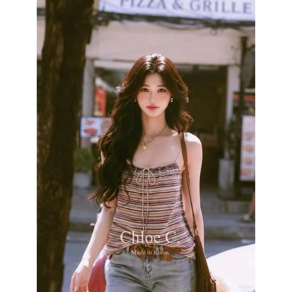 🇰🇷Chloe C. 韓國東大門服飾🇰🇷 正韓麻繩彩紋細肩背心