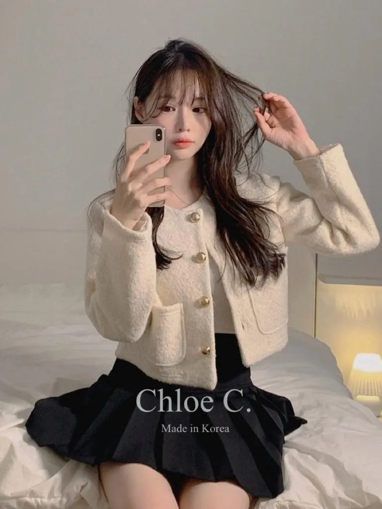 Chloe C. 韓國東大門服飾🇰🇷 正韓小香風細閃粗花毛呢外套