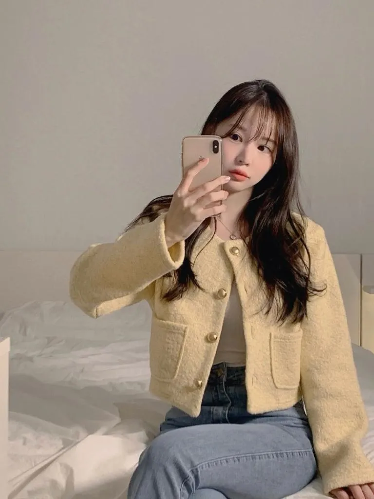 Chloe C. 韓國東大門服飾🇰🇷 正韓小香風細閃粗花毛呢外套