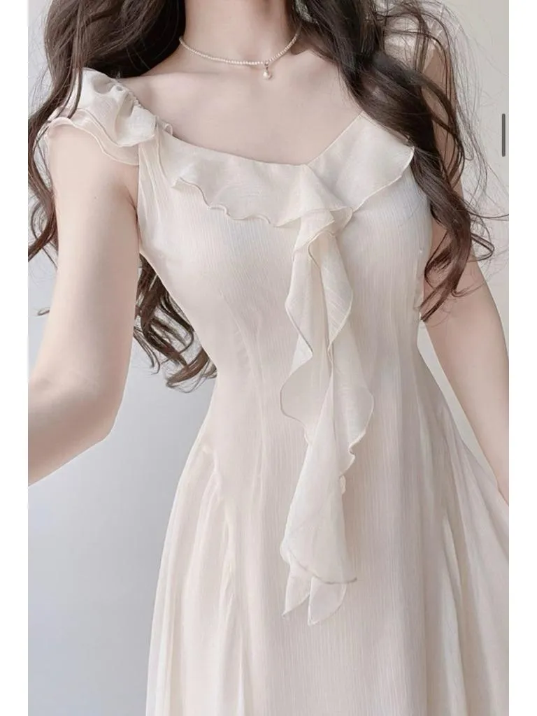 🇰🇷Chloe C. 韓國東大門服飾🇰🇷 正韓浪漫波浪細肩垂墜領長洋裝
