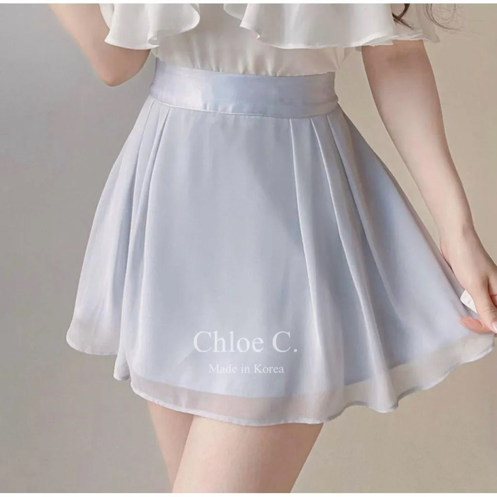 🇰🇷Chloe C. 韓國東大門服飾🇰🇷 正韓冰絲腰薄紗雪紡兩層式短裙