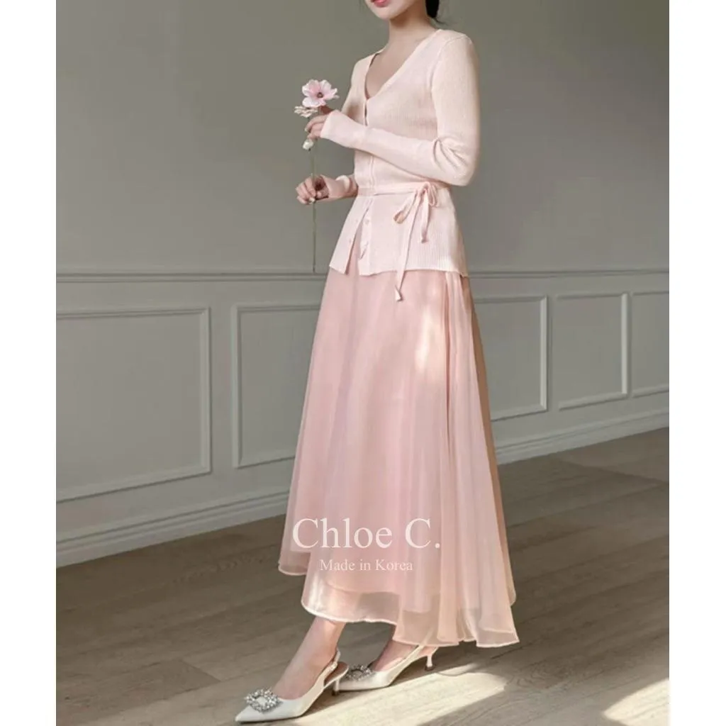 🇰🇷Chloe C. 韓國東大門服飾🇰🇷 正韓薄紗兩層式側拉鍊長裙