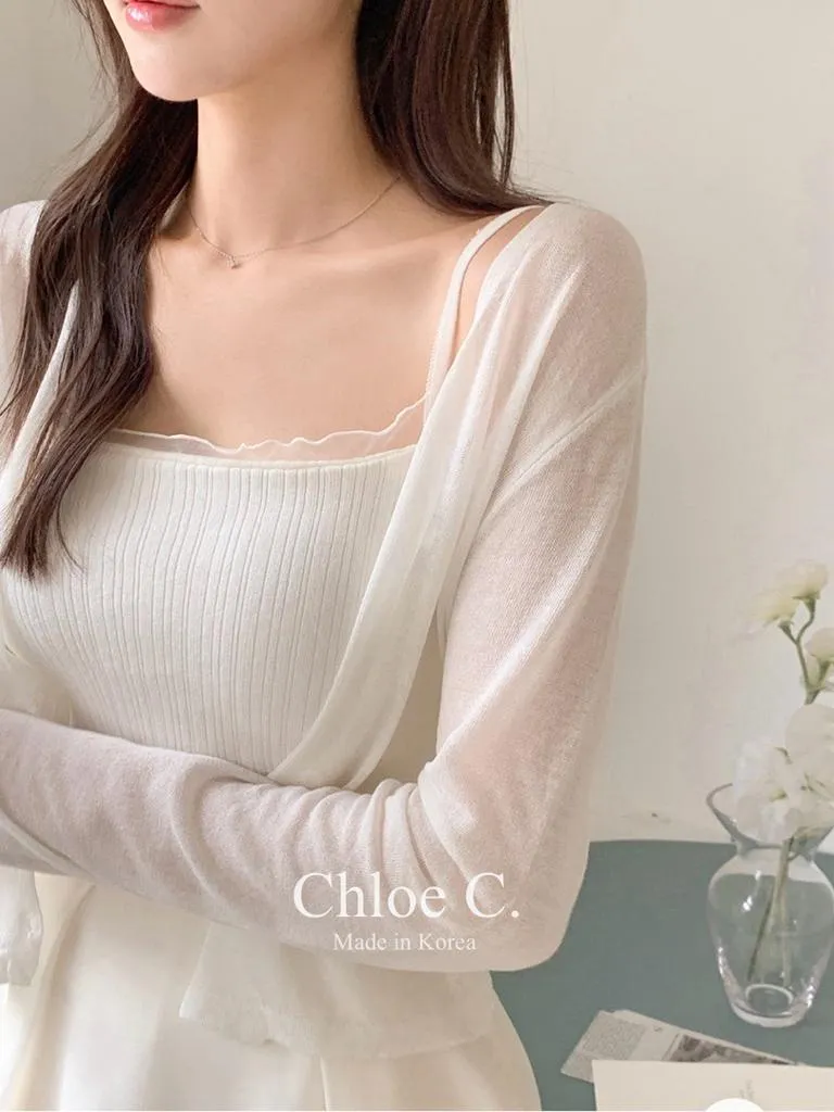 🇰🇷Chloe C. 韓國東大門服飾🇰🇷 ［韓國熱銷款🔥］正韓天絲薄紗領抓皺腰背心薄款外套套裝