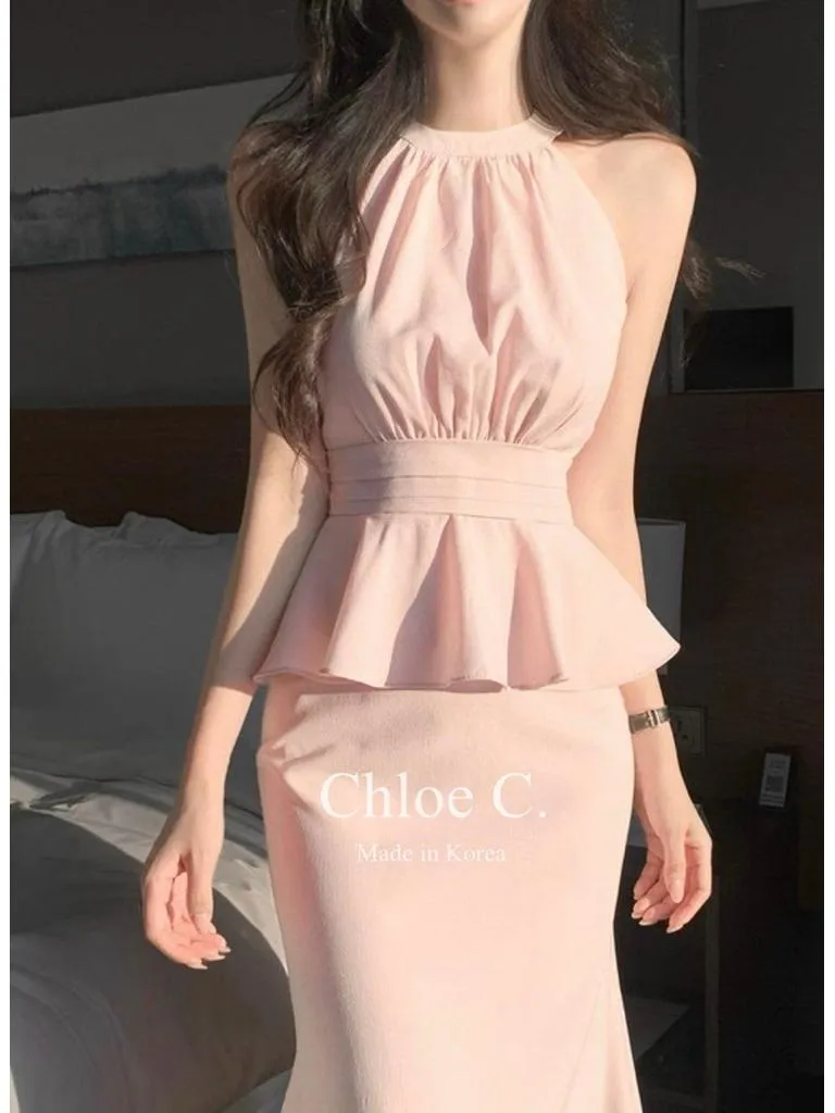 🇰🇷Chloe C. 韓國東大門服飾🇰🇷 正韓繞頸削肩束腰魚尾上衣