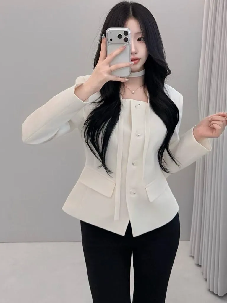 🇰🇷Chloe C. 韓國東大門服飾🇰🇷 ［韓國網紅推薦款🏆］ 正韓方領繞頸綁帶收腰西裝外套