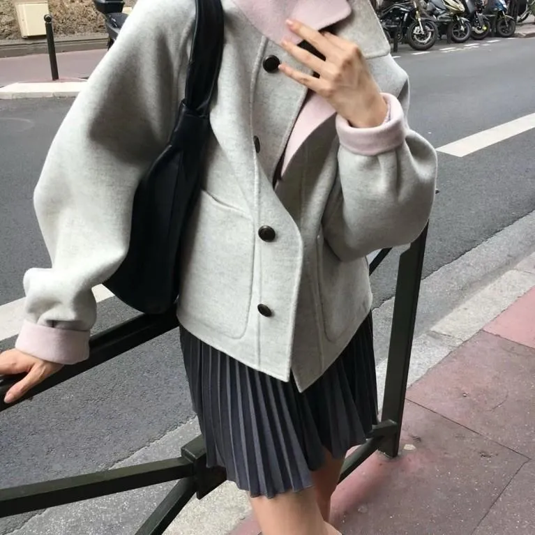 🇰🇷Chloe C. 韓國東大門服飾🇰🇷 正韓100%手工羊毛雙面色系大衣