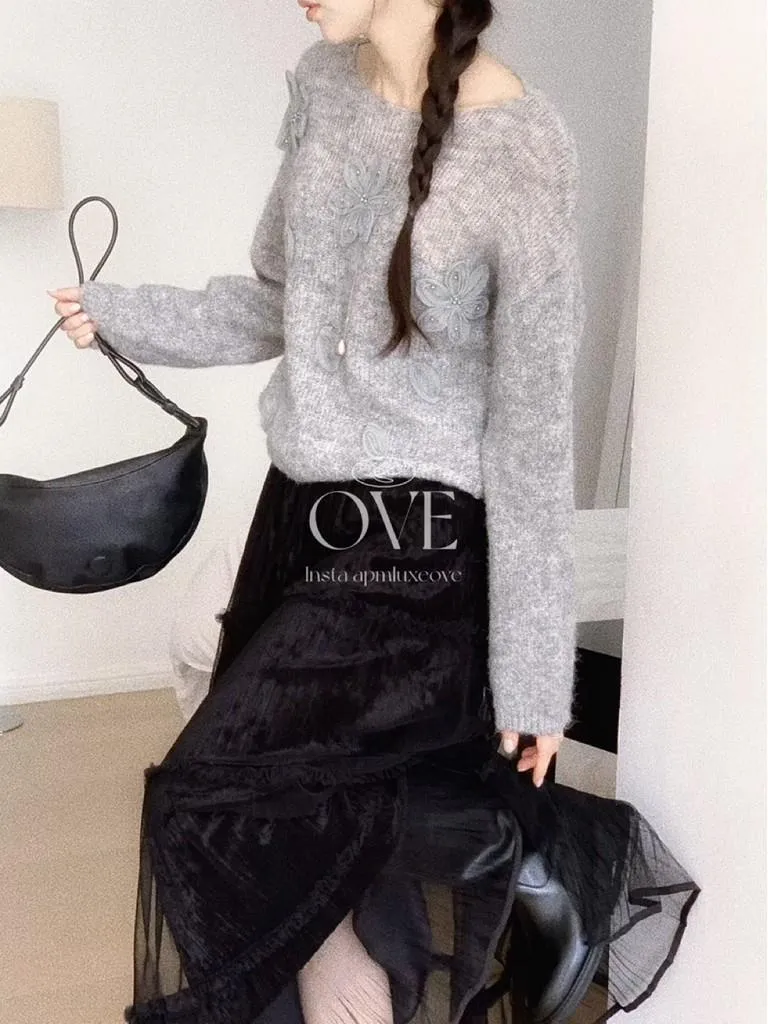 🇰🇷Chloe C. 韓國東大門服飾🇰🇷 正韓仙女繡花針織上衣薄紗長裙套裝