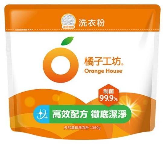[橘子工坊]衣物清潔類天然濃縮洗衣粉制菌力1350g*6包/箱