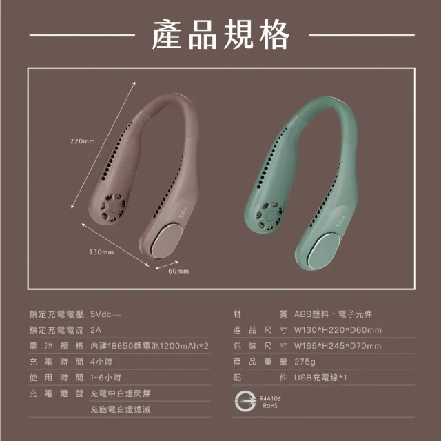 [KINYO]無葉渦輪隨行頸掛扇