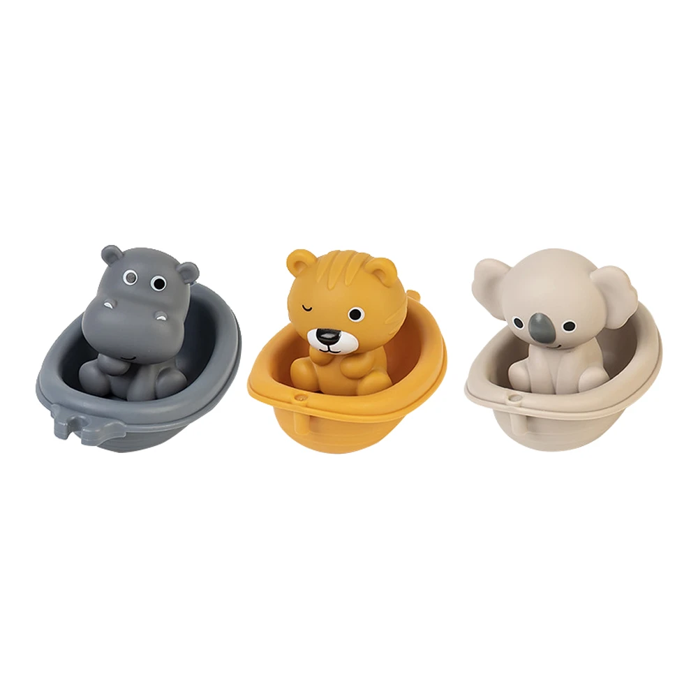 3入組-洗澡玩具 大孔噴水玩具 連結漂漂船 指套玩具 動物火車【KON681】JoyBaby