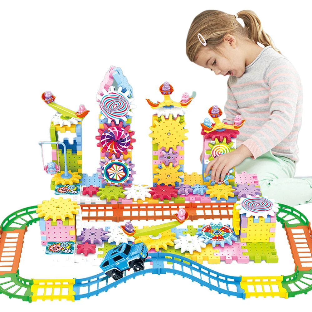 JoyBaby-電動齒輪積木傳動排列組合軌道組裝積木兒童玩具|