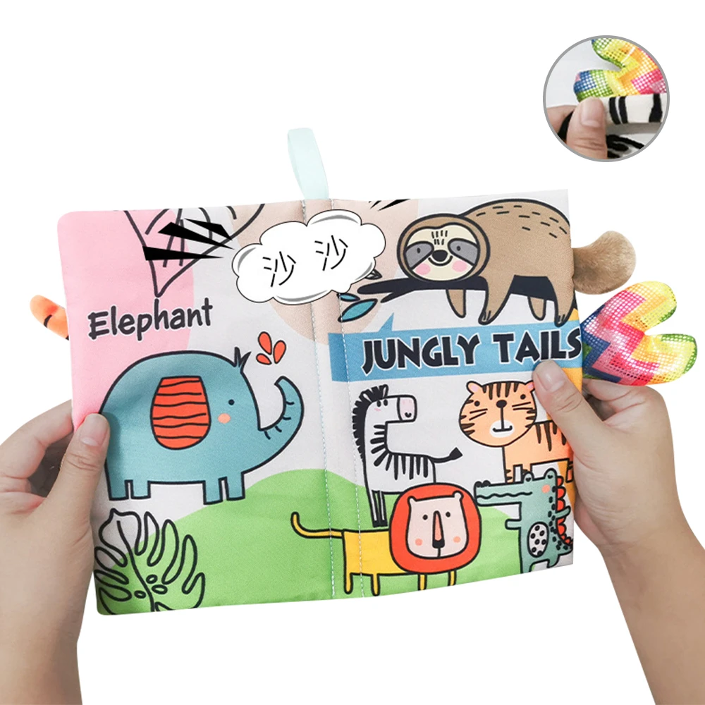 寶寶動物尾巴布書 早教玩具 觸覺布書 可水洗 英文認知【LR1295】JoyBaby