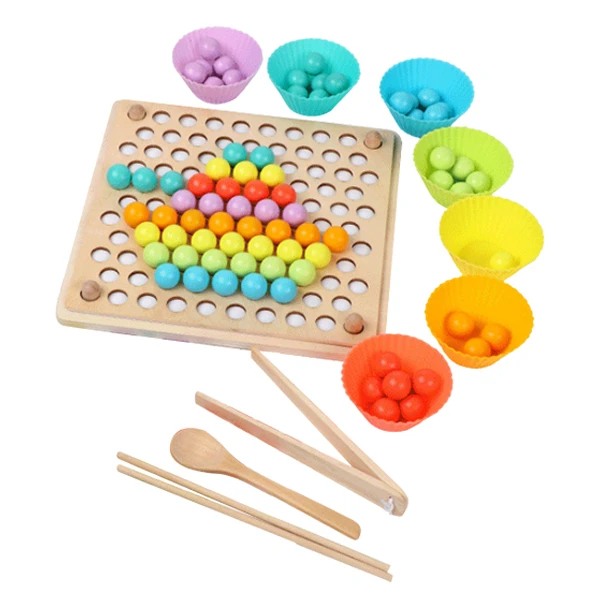 學習筷子湯匙啟蒙玩具 夾珠子拼圖親子互動玩具組【MUQ2824】