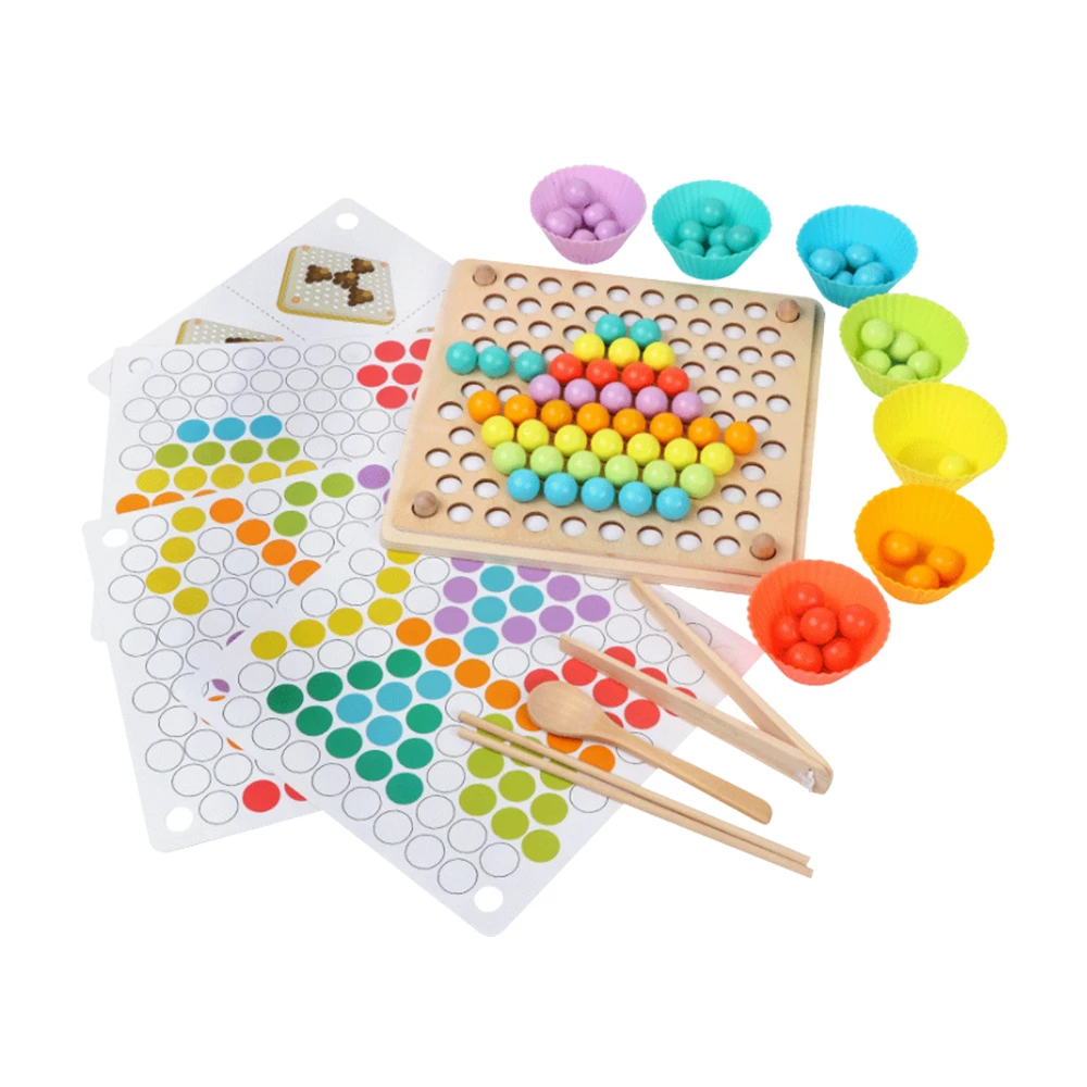 學習筷子湯匙啟蒙玩具 夾珠子拼圖親子互動玩具組【MUQ2824】