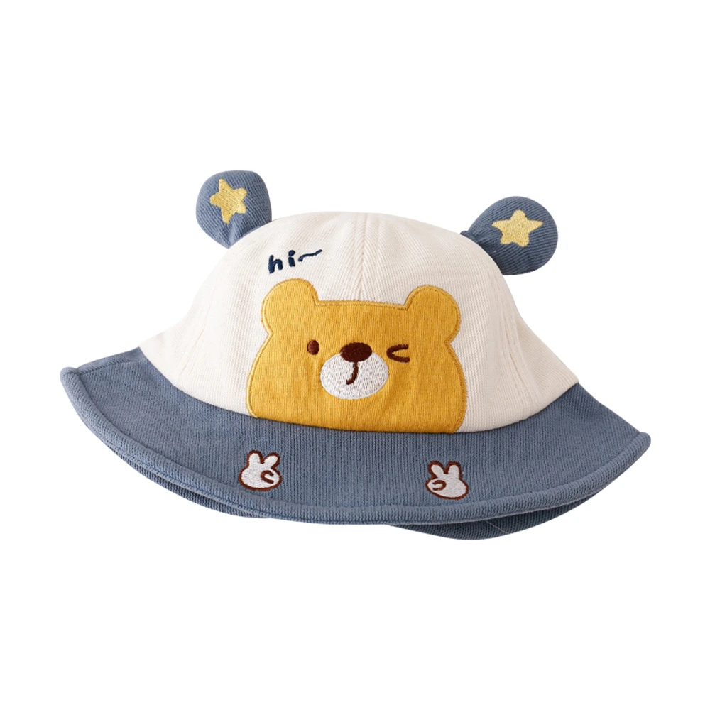 寶寶遮陽帽 刺繡小熊兒童帽子 寶寶漁夫帽 寶寶防曬帽 盆帽【KD226】JoyBaby