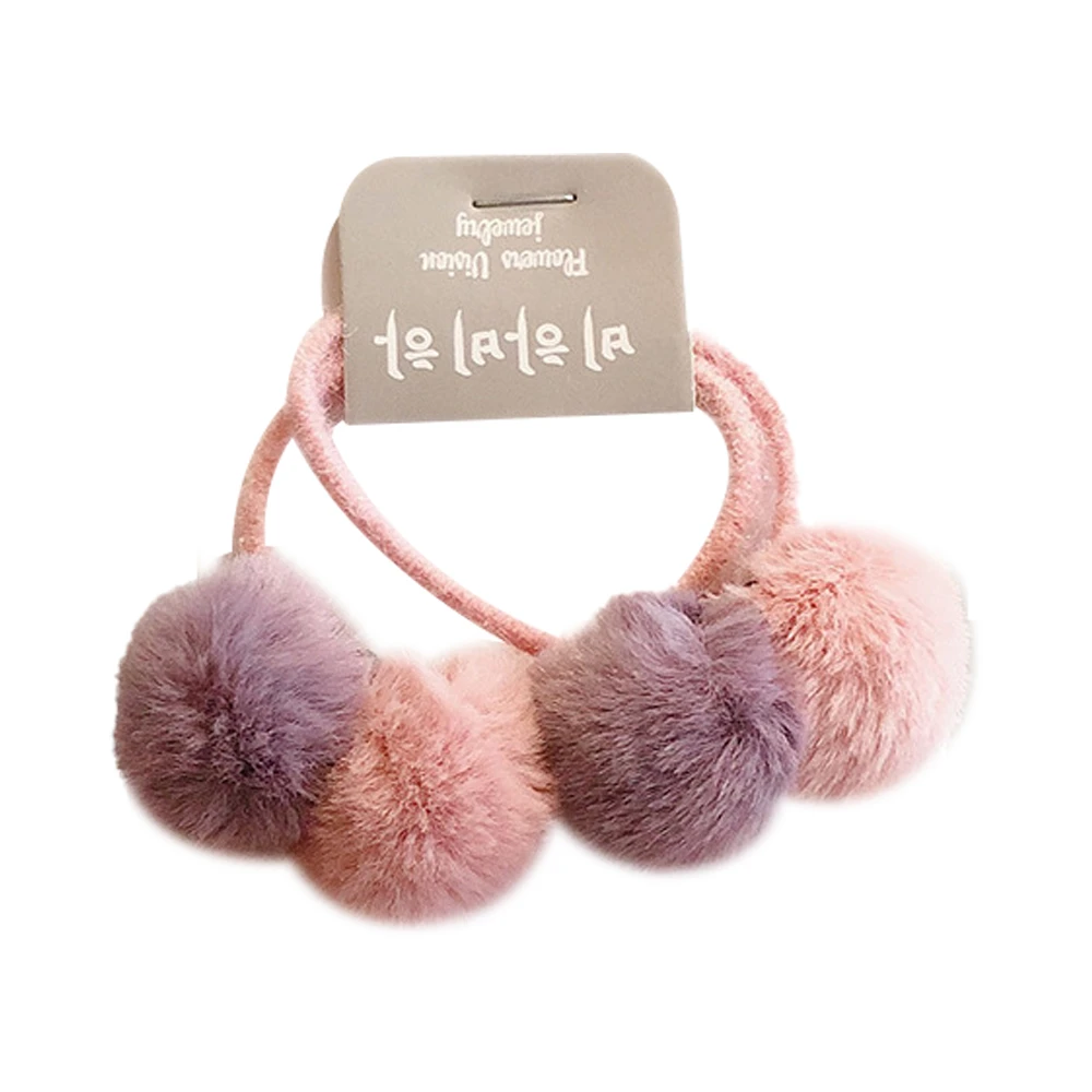 寶寶髮圈  2入組雙色毛絨球球髮圈 兒童髮飾 兒童髮圈【TZ1046D】JoyBaby