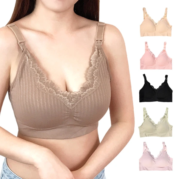 哺乳內衣 無鋼圈蕾絲邊上開扣餵奶胸罩【BF91103】JoyBaby
