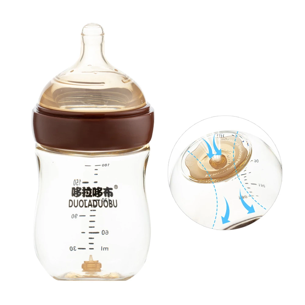 PPSU寬口奶瓶 降低氣泡底部導流設計 180ml 母乳實感奶嘴 新生兒必備【DU6045】JoyBaby