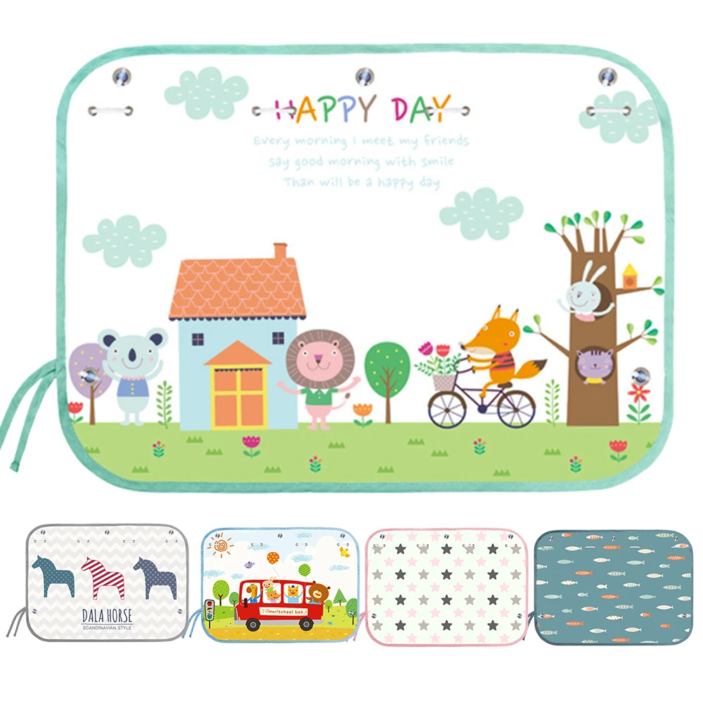 伸縮遮陽抗UV汽車窗簾 卡通防曬遮光布【ICF18510】JoyBaby