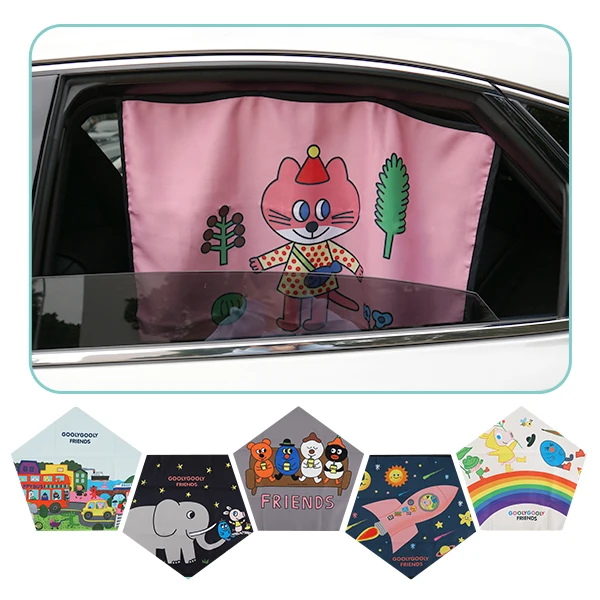 插畫磁吸式防曬抗UV汽車窗簾車用遮光布遮陽窗簾【ICF9023】JoyBaby