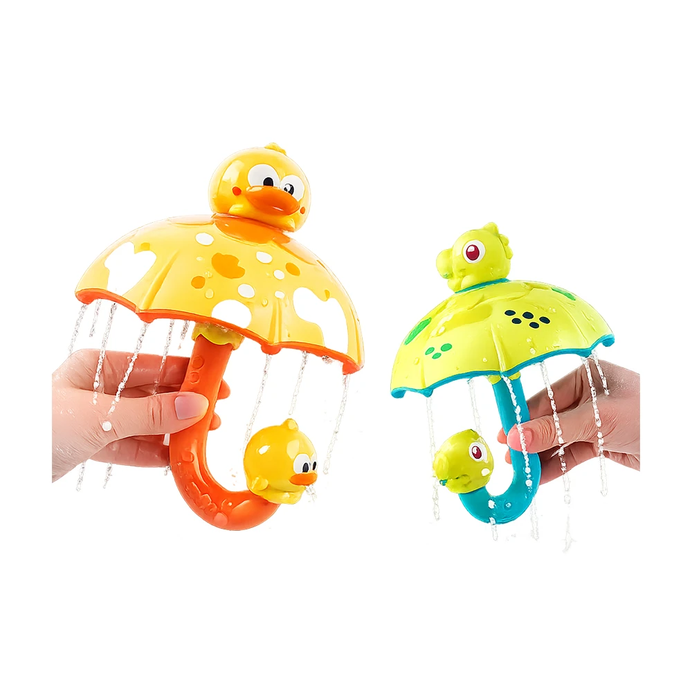 萌鴨/恐龍雨傘 洗澡玩具 免電池噴水玩具 吸水噴水 360度旋轉 寶寶抓握玩具【KON63582】JoyBaby