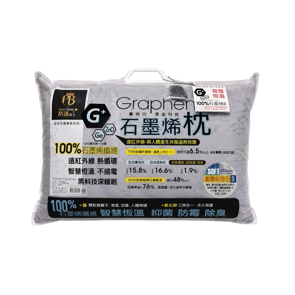 100%石墨烯透氣纖維枕-輕柔