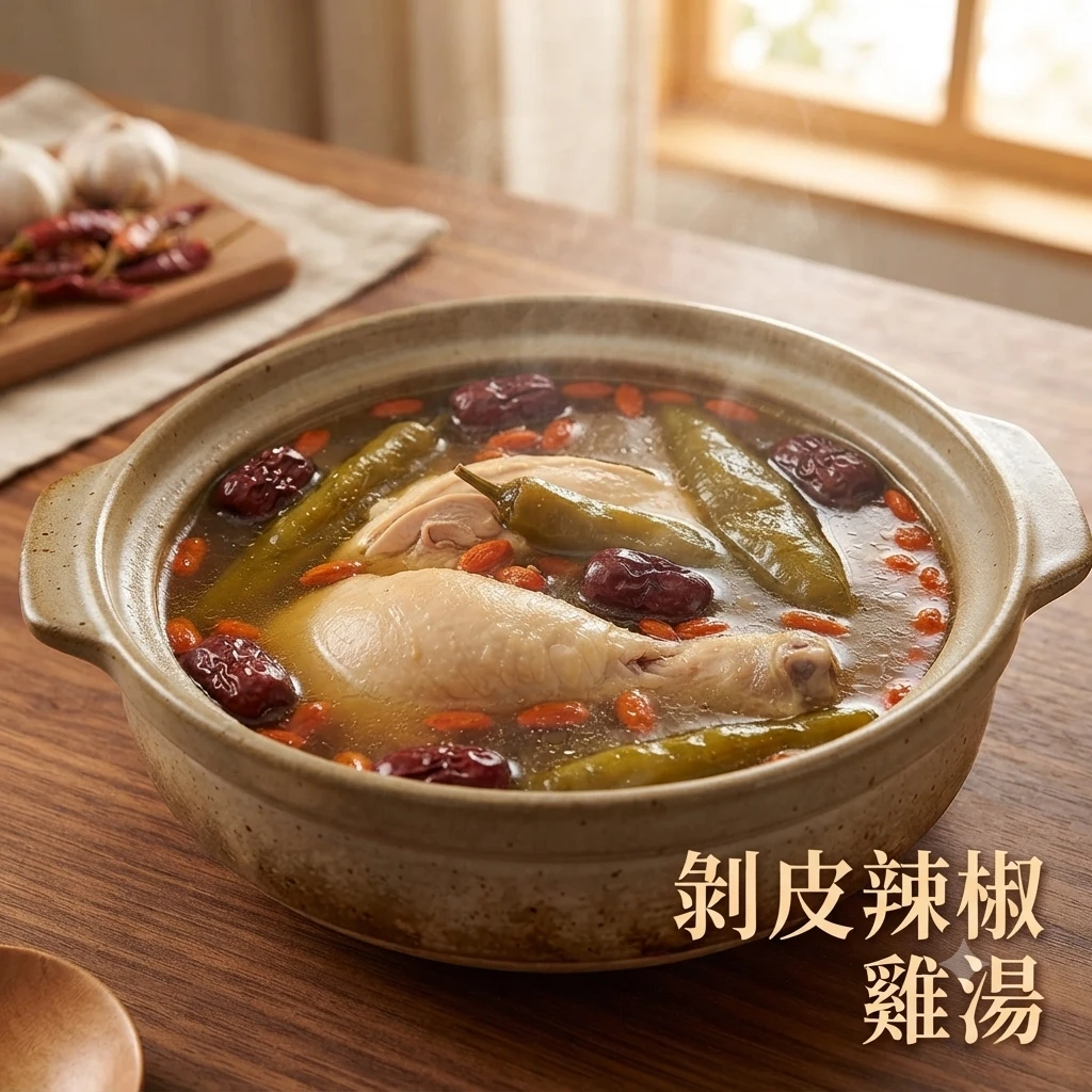 剝皮辣椒雞湯